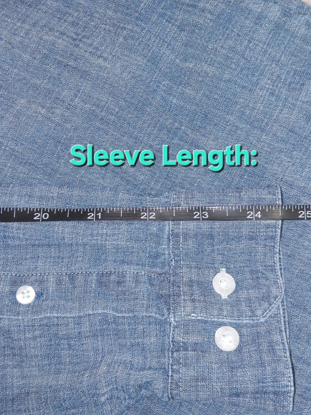 LL Bean Shirt Mens L Blue Denim Button Down Traditional Fit Chambray Outdoors - Picture 11 of 12